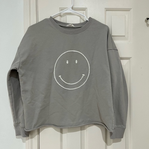 Roolee Smiley Face Gray Sweatshirt size small - Picture 1 of 5